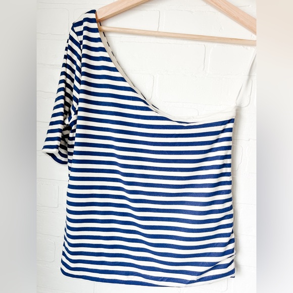 J. Crew Tops - Asymmetrical top from J. Crew, New with tags, Size M, navy and white